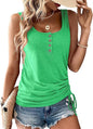 Womens U Neck Tank Tops Summer Sleeveless Loose Button Casual Henley Shirts